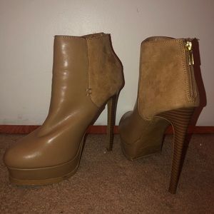 Nude bootie heels